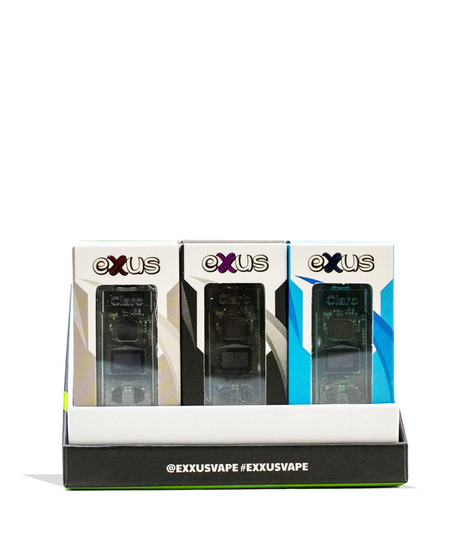 Exxus Vape Claro Cartridge Vaporizer 12pk Box Open Front View on White Background