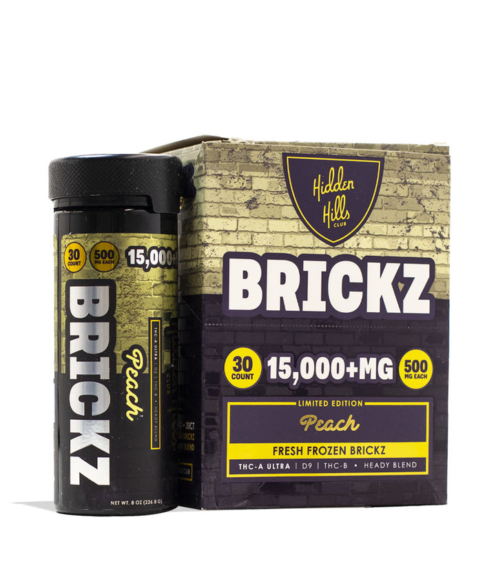 Peach Hidden Hills Brickz Heady Blend 15000mg 6pk Front View on White Background