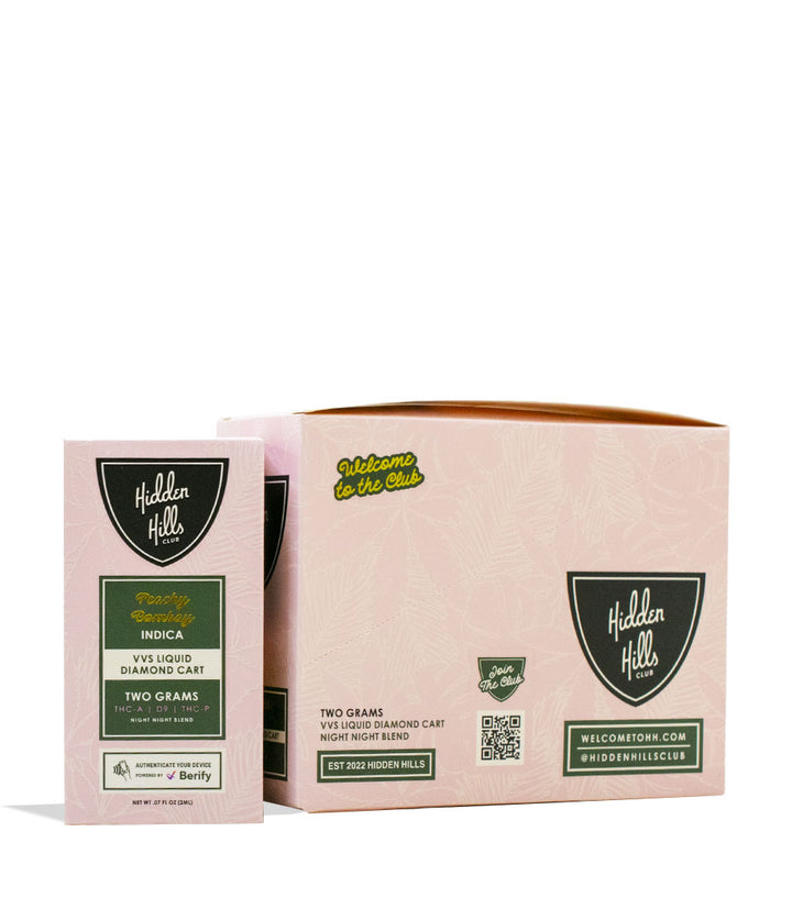 Peachy Bombay Hidden Hills VVS 2g Liquid Diamond Night Night Blend Cartridge 5pk Front View on White Background