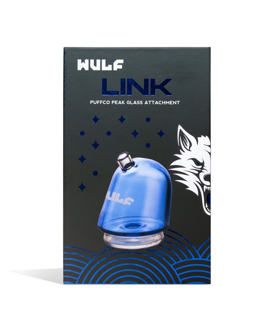 Blue packaging Wulf Mods Link Puffco Peak Attachment on white background