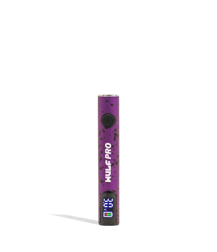 Purple Black Spatter Wulf Mods Pro 510 Variable Voltage Battery 15pk Front View on White Background