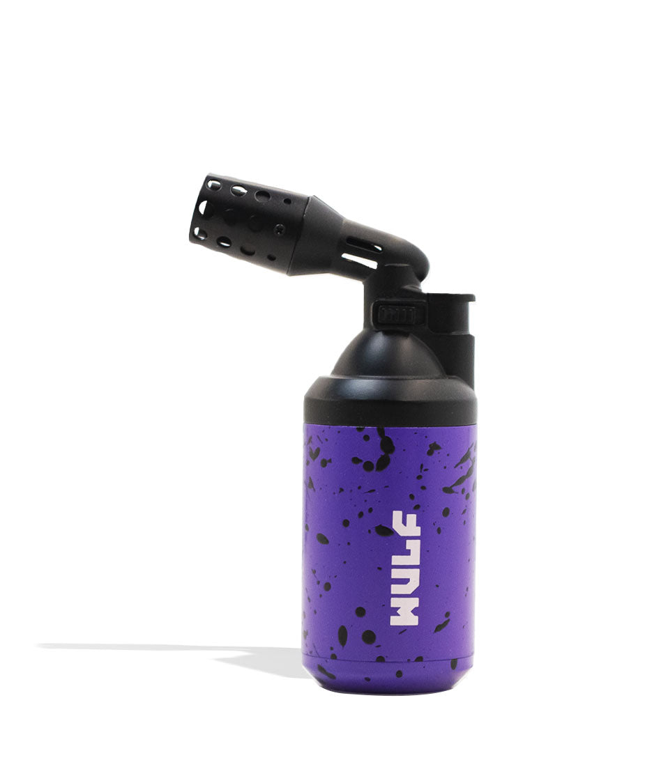 Purple Black Spatter Wulf Mods Roar Butane Torch 9pk Front View on White Background