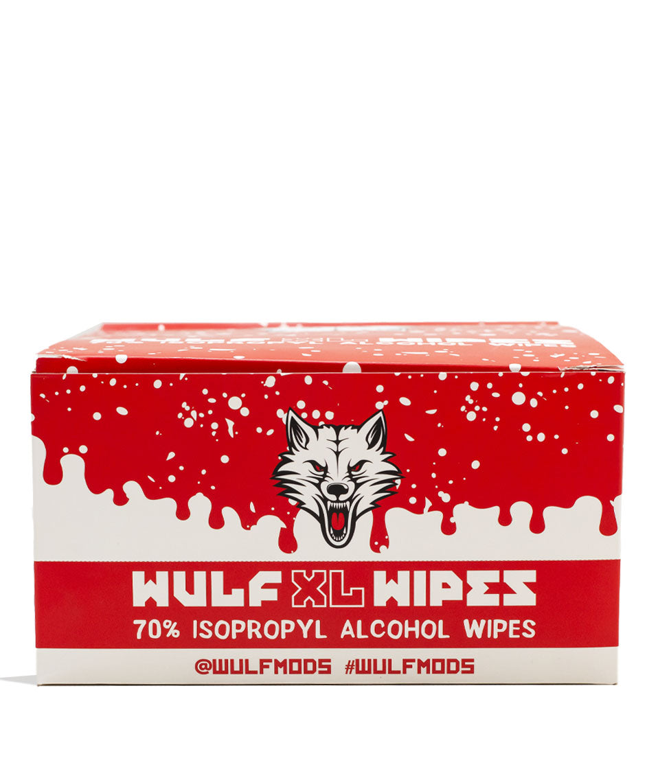Wulf Mods Wipes 100pk Alcohol Cleaning Wipe 12pk Packaging Front View on White Background