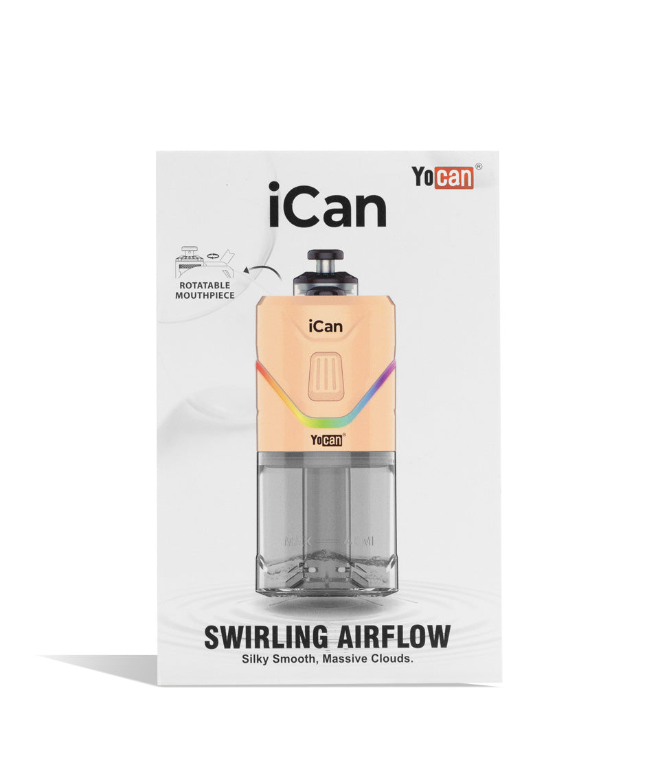 Peach packaging Yocan iCan E-Rig Vaporizer on white background