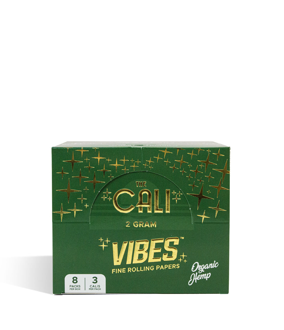 2 Gram Organic Hemp Vibes The Cali Pre Rolled Cone Display 8 3pks per Display on white studio background