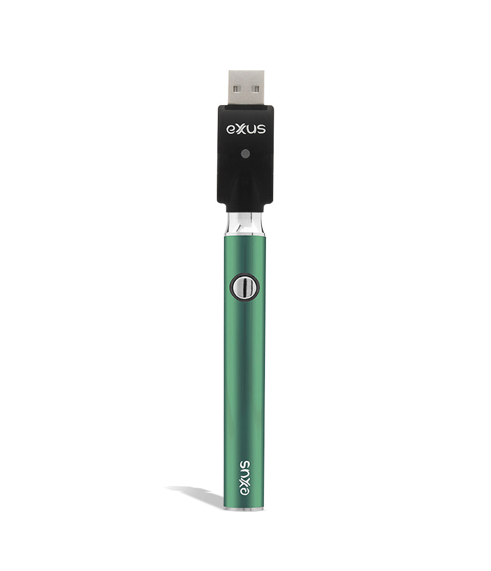 Cosmic Green w/charger front Exxus Vape Plus VV Cartridge Vaporizer on white background